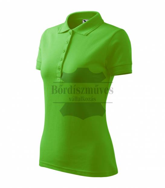 Bőrdíszmű, bőrdíszműves gyártás kereskedelem egyedi bőrdíszműves termékek, MALFINI, a.s., Adler női textil termékek forgalmazása, csomagküldés, 6500 Baja, Szeremlei u. 39., Bőrdíszműves Bt., Alma zöld női galléros póló